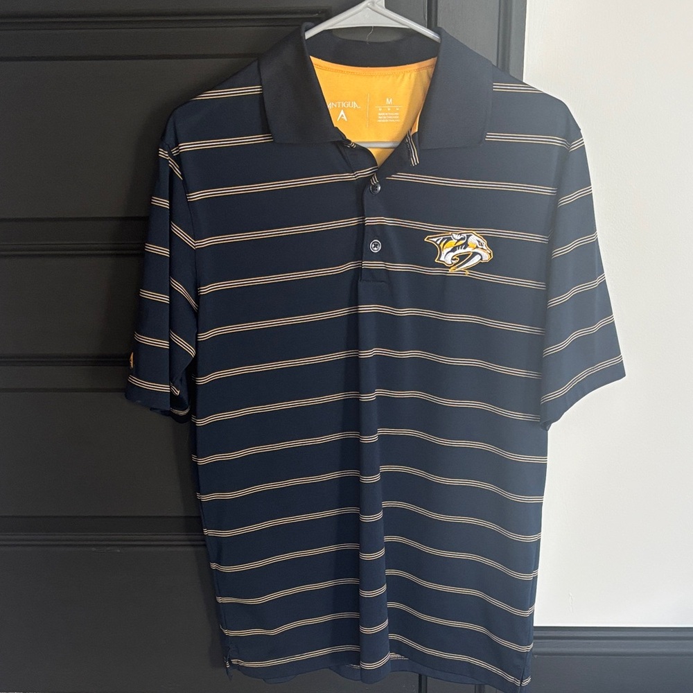 Navy Striped Polo Shirt - Nashville Predators